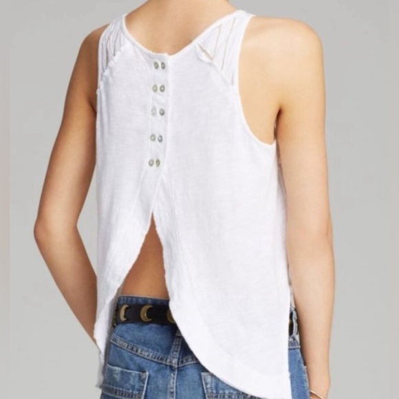 Free people asymmetric tank top sheer pattern Top with flaw Medium - Picture 2 of 7